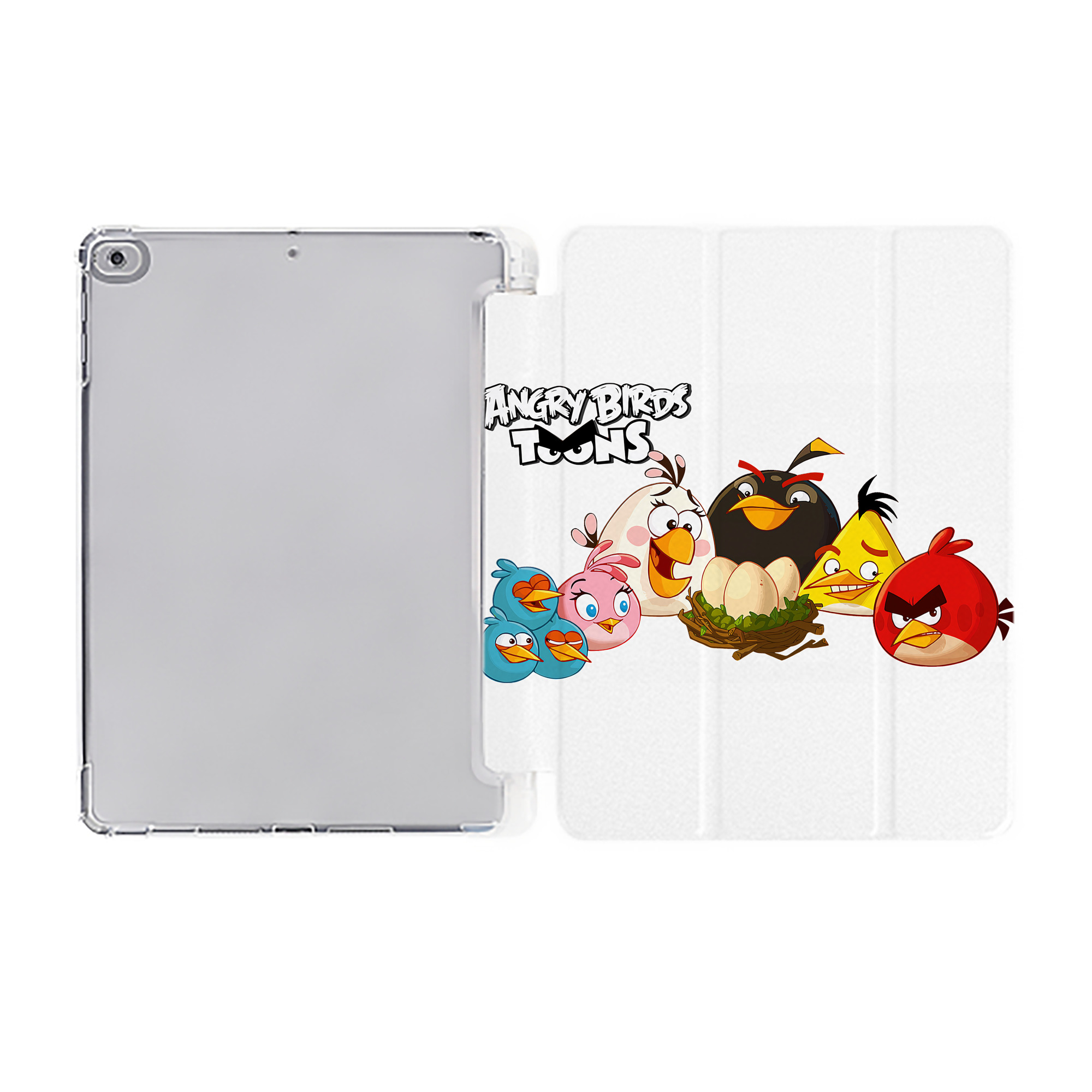 （画像用） Angry Birds アングリーバード IPad ケース ペン収納付き 三つ折りスタンド PUレザー×シリコン 対応機種9.5/10.5/10.9インチ